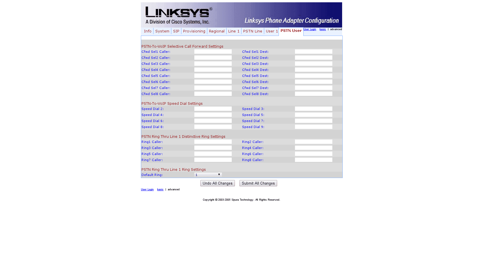 Sipura SPA Configuration 9 PSTN User